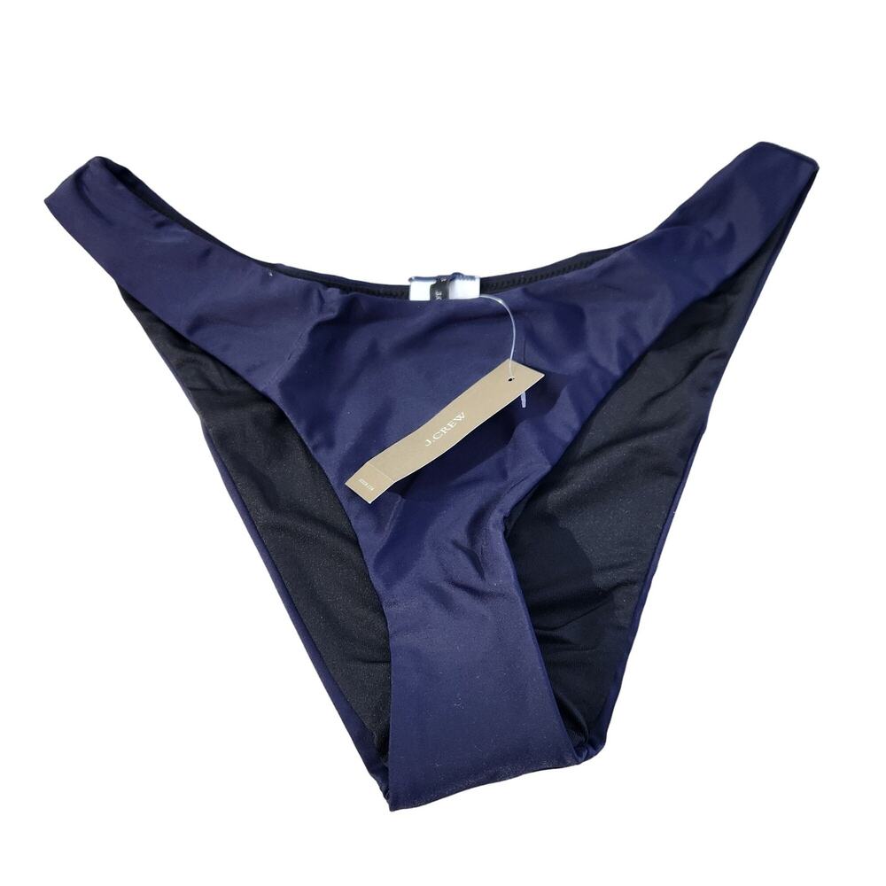 J. Crew Navy Blue Curved Waist Cheeky Bikini Bottom New With Tags Womens Size S